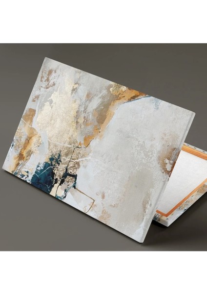 Soyut Sanat Altın Dokular Mavi Turkuaz Krem Tekstüre Modern Sanat Kanvas Tablo AR03091