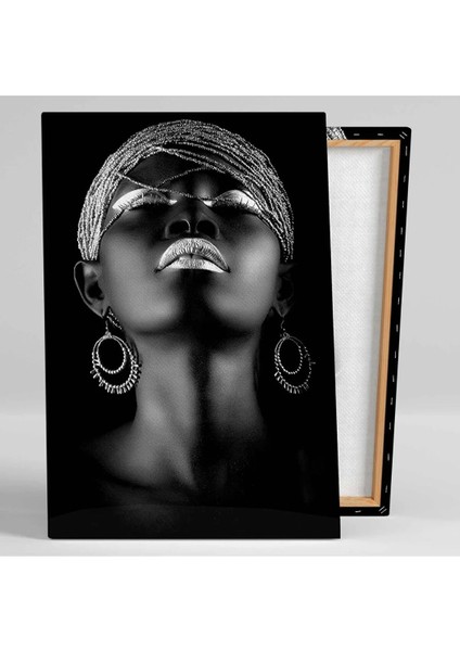 Afrikalı Siyahi Etnik Tarz Gümüş Küpeli Kadın Afrıcan Woman Kanvas Tablo AR030115 fiyatları