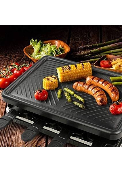Raclette 8 Personen - Raclette Grill Antihaft Beschichtung Grillpfanne Mit 8 Mini Raclette Pfännchen Und 4 Holzspatel Raklettgerät, 1300W fiyatları