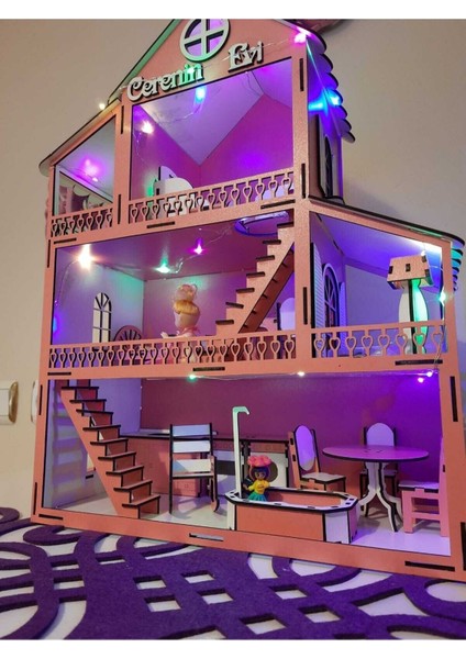 Ahşap Oyun Evi Işıklı Oyun Evi Bebek Oyun Evi Çocuk Oyun Evi