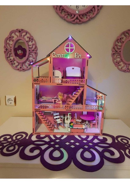Peri LED Hediyeli Ahşap Oyun Evi Bebek Evi modelleri