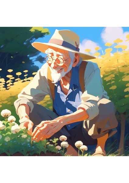 Renkli Baskılı Sayılarla Boyama Hobi Seti Çerçeveli 40 x 50 cm Ihtiyar Çiftçi