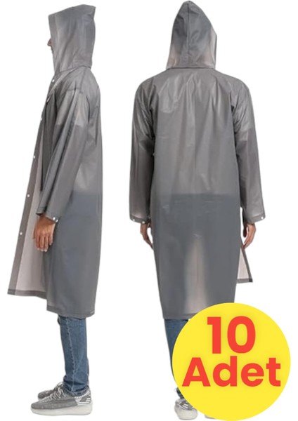 Erkek Rüzgar Geçirmez Kapüşonlu Yağmurluk Eva Yağmurluk 10 Adet