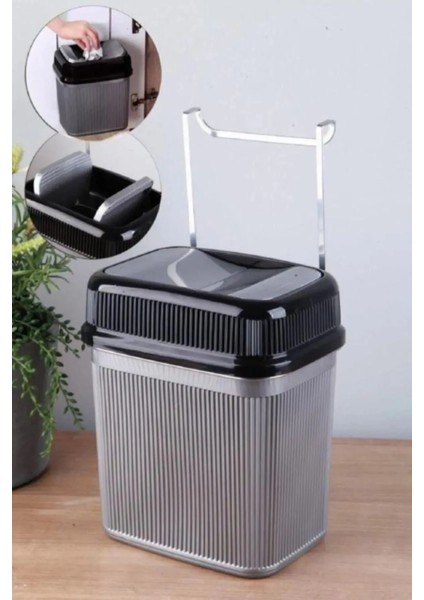 Askılı Asılabilir Tezgah Altı Pratik Kapak Mutfak Banyo Çöp Kovası 5.5 Litre