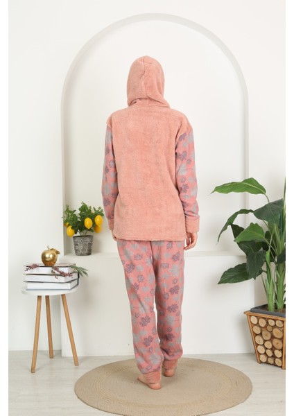 Kışlık Well Soft Kapüşonlu ve Kanguru Cepli Peluş Pijama Takım indirimleri