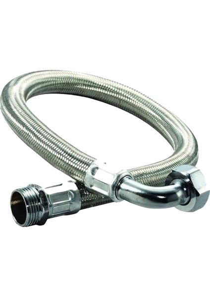 1 1/4" 16 Bar Paslanmaz Örgülü Hidrofor Hortumu Dirsekli Flex Hortum (Rakor & Nipel) 70 cm