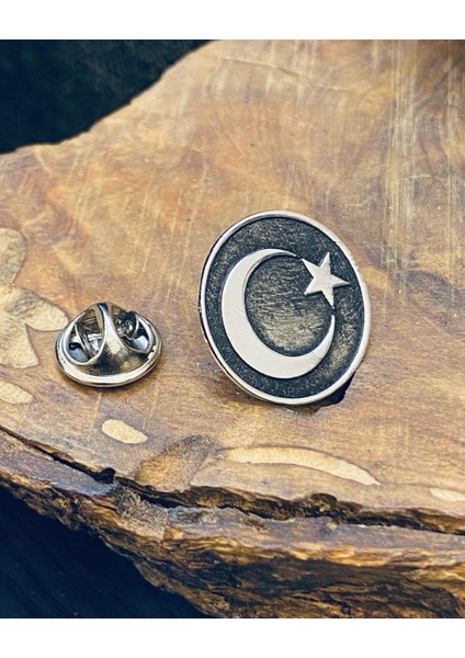 Ayyıldız Gümüş Eskitme Yaka Rozeti fiyatları