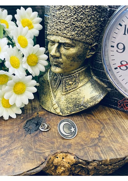 Ayyıldız Gümüş Eskitme Yaka Rozeti modelleri