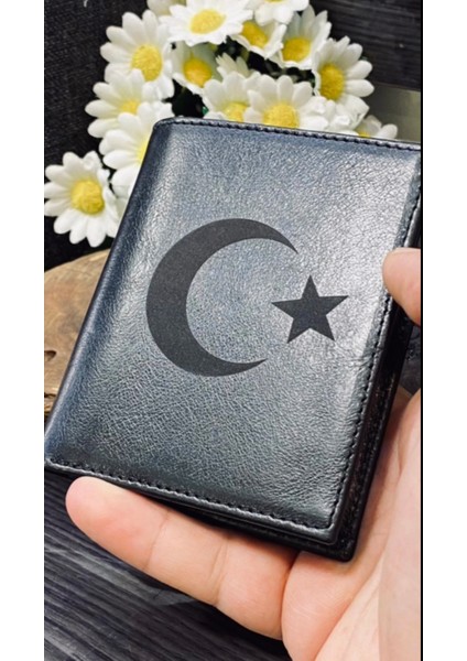 Ayyıldız Motifli Deri Cüzdan