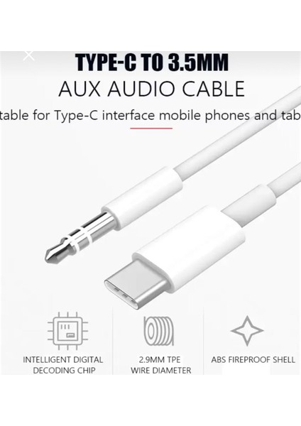 Iphone 15 Pro Max Aux Kablo Type C Örgü Hasır Dac Çipli Kablo