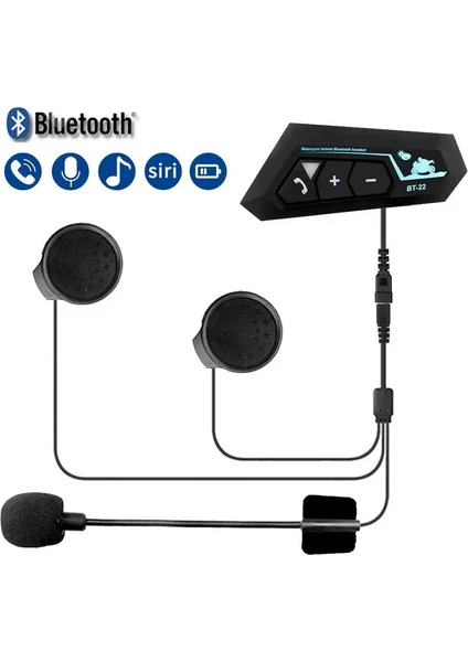 BT22 Bluetooth 5.0 Kask Motosiklet Intercom Kulaklık/motosiklet Interkom