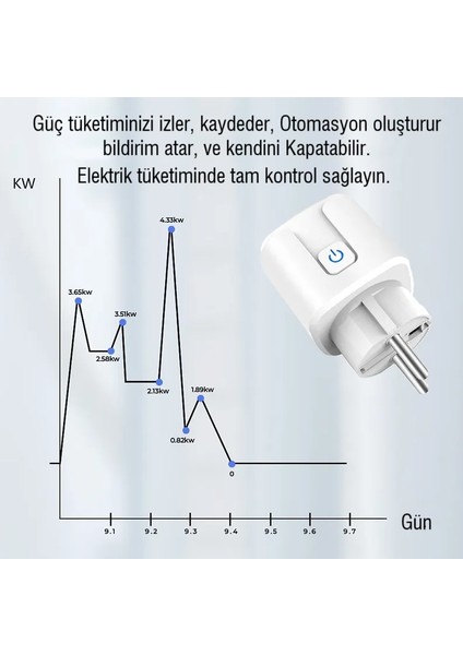 Akıllı Priz 20 Amper Tüketim Izleme Zamanlama Fonksiyonu Ses Kontrolü Via Alexa Google