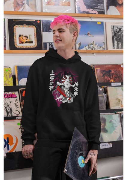 Fuddy Moda Demon Slayer Kokushibo 3 Baskılı Kapüşonlu Sweatshirt