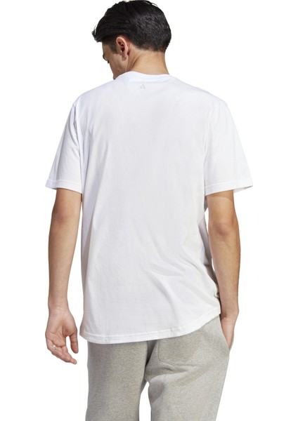 Beyaz Erkek Yuvarlak Yaka Regular Fit T-Shirt IC9821-M All Szn G T       Whı