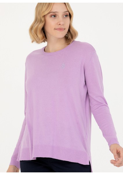 Bisiklet Yaka Comfort Fit Lila Kazak Kadın ORINA-BSK23
