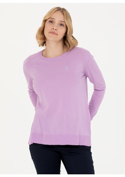 Bisiklet Yaka Comfort Fit Lila Kazak Kadın ORINA-BSK23 modelleri
