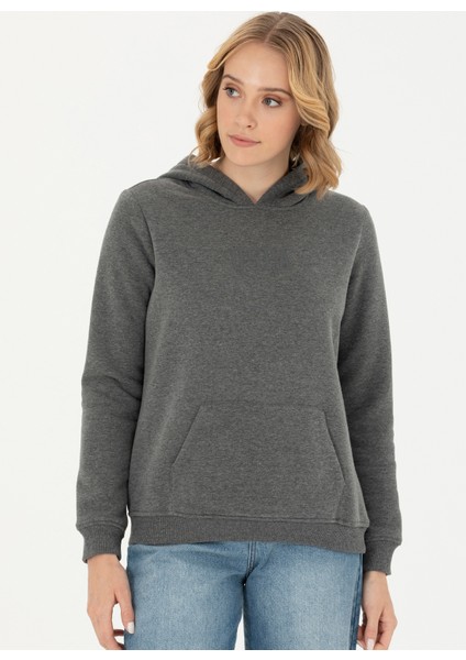 Kapüşon Yaka Antrasit Melanj Kadın Sweatshirt GIZMO-SK023 modelleri