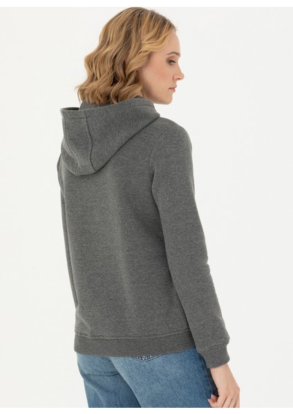 Kapüşon Yaka Antrasit Melanj Kadın Sweatshirt GIZMO-SK023 indirimleri