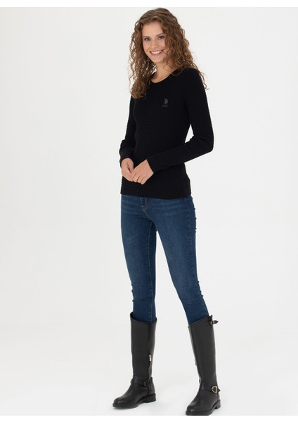 Bisiklet Yaka Slim Fit Siyah Kazak Kadın KARLA-BSK23 fırsatları