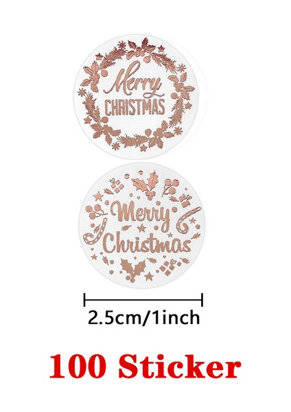 C45 - 100 Adet 100-500 Adet 1 Inç/2.5cm Merry Christmas Gül Altın Yuvarlak Lazer Hediye Mühür Sızdırmazlık Çıkartmaları Su Geçirmez Düğün Tatil Etiketi (Yurt Dışından)
