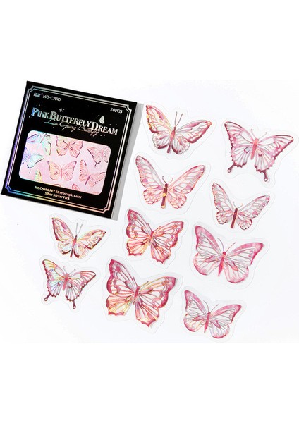 S19434-5 Mr.paper 6 Stilleri 20 Adet/paket Pet Çıkartmalar Vintage Lazer Gümüş 3D Kristal Kelebek El Kitabı Dıy Dekorasyon Malzemesi Kırtasiye (Yurt Dışından)