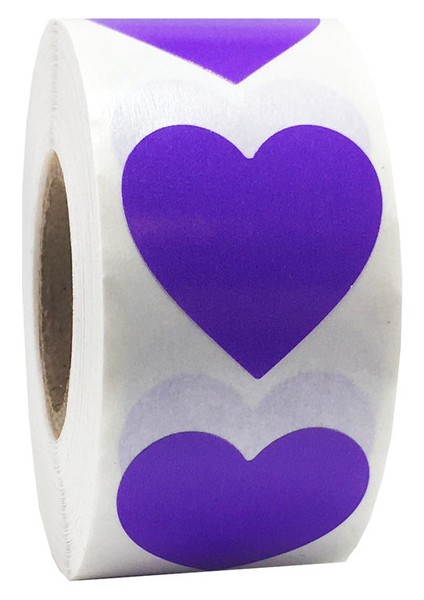 YH201-MOR 500 Adet/rulo Mühür Etiketleri Karalama Defteri Kalp Şeklinde Aşk Etiket Hediye Paketleme Doğum Günü Partisi Malzemeleri Sevimli Kırtasiye Etiket (Yurt Dışından)