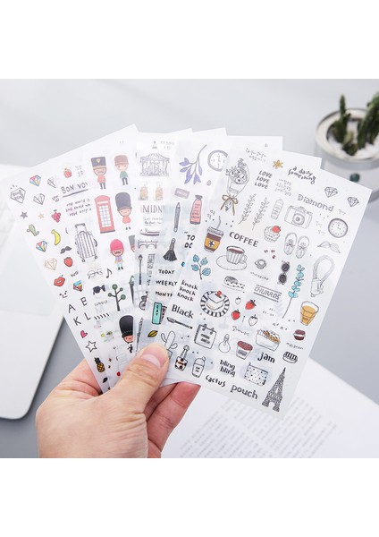 6 Adet 6 Sayfa Taze Suluboya Karikatür Çıkartmalar Pvc Seyahat Günlüğü Dıy Dergisi Fotoğraf Karalama Defteri Dekorasyon Çıkartmaları Kırtasiye (Yurt Dışından)