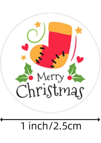 QY1506-300PCS 100-500 Adet Merry Christmas Çorap Ağacı Etiket Çıkartmaları Hediye Kartı Paketi Sarma Festivali Parti Pişirme Küçük Işletme 1 Inç (Yurt Dışından) modelleri