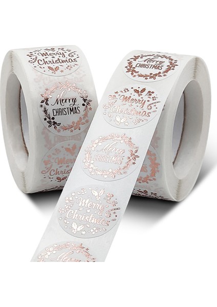 QY722-100PCS 100-500PCS Gül Altın Merry Christmas Çıkartmalar Kendinden Yapışkanlı Tatil Çıkartmaları Noel Dekoru Düğün Parti Kartları Etiketi (Yurt Dışından)