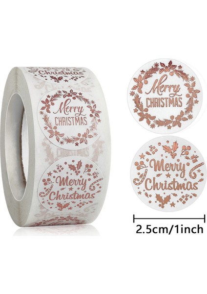 QY722-100PCS 100-500PCS Gül Altın Merry Christmas Çıkartmalar Kendinden Yapışkanlı Tatil Çıkartmaları Noel Dekoru Düğün Parti Kartları Etiketi (Yurt Dışından)