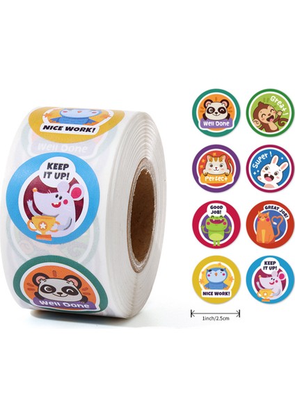 QY2292-100 Adet 100-500 Adet 1 Inç/2.5 cm Hayvan Iyi Iş Serin Çıkartmalar Rulo Zarf Övgü Ödül Öğrenci Çalışma Etiketi Kırtasiye Mühür Etikel (Yurt Dışından) fiyatları
