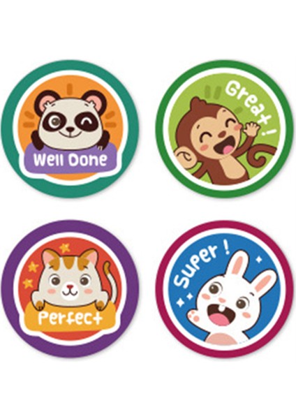 QY2292-100 Adet 100-500 Adet 1 Inç/2.5 cm Hayvan Iyi Iş Serin Çıkartmalar Rulo Zarf Övgü Ödül Öğrenci Çalışma Etiketi Kırtasiye Mühür Etikel (Yurt Dışından) indirimleri