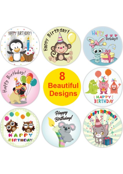 QY1051-300PCS 100-500PCS Yuvarlak Mutlu Doğum Günü Çıkartmaları Yapışkanlı Etiketler Festivali Bebek Duş Partisi Dekoratif Zarf Mühür Hediye Paketi (Yurt Dışından) fiyatları