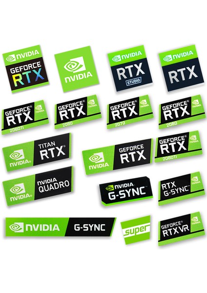 A14 12 Stil Grafik Kartı Etiketi Rtx 2080TI 2070 2060 Tıtan Vr Gtx 1650 1660TI Etiket 1 Pc (Yurt Dışından) modelleri