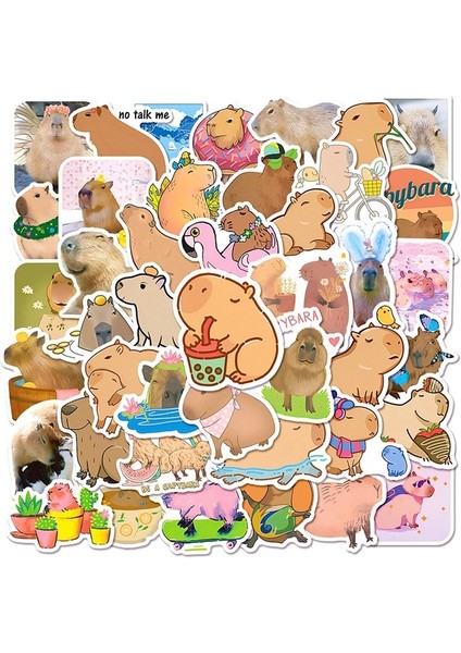 50 Adet 10/30/50 Adet Kawaii Capybara Etiket Estetik Pvc Dizüstü Çocuk Dekorasyon Scrapbooking Kore Kırtasiye Okul Malzemeleri (Yurt Dışından)