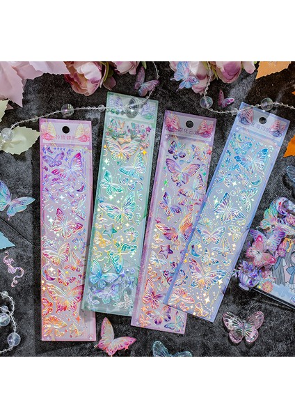 Bir 4 Adet Stereoskopik Lazer Kelebek Dekoratif Çıkartmalar Retro Diy El Kitabı Malzeme Scrapbooking Etiket Günlük Defteri Planlayıcısı (Yurt Dışından)