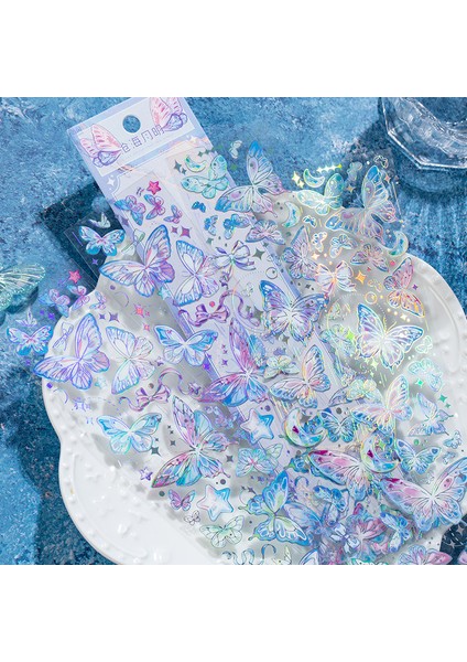 Bir 4 Adet Stereoskopik Lazer Kelebek Dekoratif Çıkartmalar Retro Diy El Kitabı Malzeme Scrapbooking Etiket Günlük Defteri Planlayıcısı (Yurt Dışından)