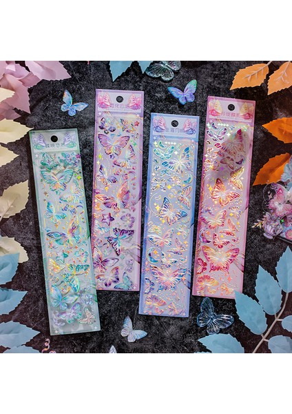 Bir 4 Adet Stereoskopik Lazer Kelebek Dekoratif Çıkartmalar Retro Diy El Kitabı Malzeme Scrapbooking Etiket Günlük Defteri Planlayıcısı (Yurt Dışından)