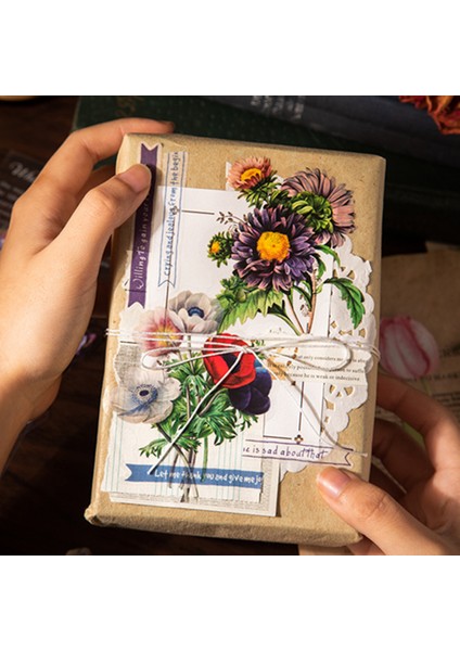 S19564-5 Mr.paper 8 Stilleri 40 Adet/torba Vintage Çıkartmalar Ins Tarzı Bitkiler Çiçekler Pet Bardak Dekoratif El Kitabı Dıy Kolaj Kore Kırtasiye (Yurt Dışından)