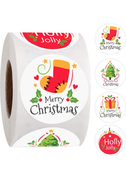 QY1512-100PCS 100-500PCS Merry Christmas Çıkartmalar Noel Baba Noel Desen Tasarım Noel Hediye Paketi Dekor Etiketleri 1 Inç (Yurt Dışından)