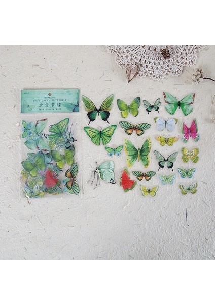 G Bay Kağıt 40 Adet/torba Estetik Kelebek Pet Etiket Paketi Edebi Basit Kanat Numune El Hesabı Dekoratif Malzeme Etiket (Yurt Dışından)