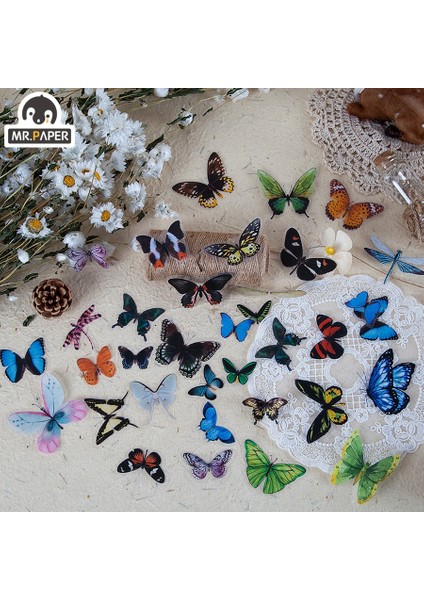 G Bay Kağıt 40 Adet/torba Estetik Kelebek Pet Etiket Paketi Edebi Basit Kanat Numune El Hesabı Dekoratif Malzeme Etiket (Yurt Dışından) modelleri