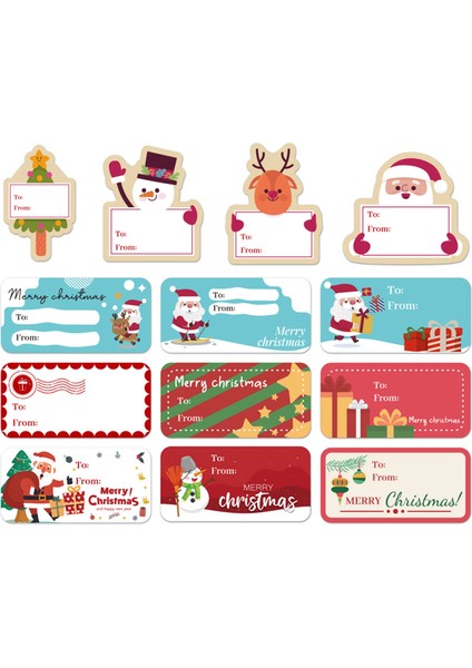 QY2161-26PCS 26/65 Adet Merry Christmas Noel Baba Noel Ağacı Şapka Çıkartmalar Etiketleri Hediye Kutusu Dekoratif Paket Sarma Iş (Yurt Dışından)