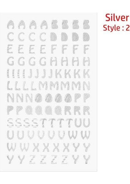 Silver-Style2 Çocuklar Hediyeler Karalama Defteri Bronzlaştırıcı Desen Dizüstü Dekor Planlayıcısı Pırıltı Çıkartmalar Mektup Kendinden Yapışkanlı Numara Etiketi (Yurt Dışından)