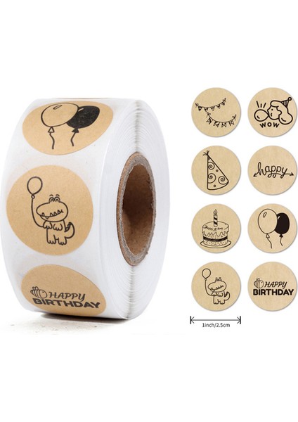 QY2339-500PCS 100-500 Adet Yuvarlak Mutlu Doğum Günü Etiket Yaratıcılık Sevimli Kırtasiye Etiketleri Çeşitli Etiket Çocuk Scrapbooking Için (Yurt Dışından)