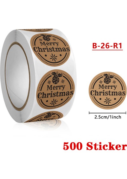 B26 - 500 Adet 100-500 Adet Kraft Kağıt Merry Christmas Çıkartmalar Tatil Etiket Noel Dekor Düğün Parti Zarf Şişe Mühür Etiket (Yurt Dışından)