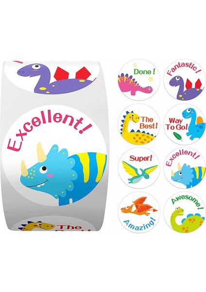 QY2229-300 Adet 50-500 Adet Karikatür Dinozor Hayvanlar Ödül Etiket Motivasyon Etiket Okul Öğretmenleri Için Ödül Öğrencileri Çocuklar Çıkartmalar Etiket (Yurt Dışından)