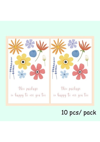 QY956-10 Adet 10-50 Adet "bu Paket De Seni Gördüğüme Mutlu" Çıkartmalar Mühür Etiketleri Çiçek Dikdörtgen Sticker Düğün Parti Hediye Dekorasyon (Yurt Dışından)