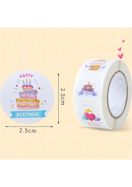 QY2399-100 Adet 100-500 Adet Mutlu Doğum Günü Pastası Parti Etiket Yaratıcı Karikatür Dekoratif Tatil Hediye Etiket Zarf Sızdırmazlık Etiket (Yurt Dışından) fiyatları
