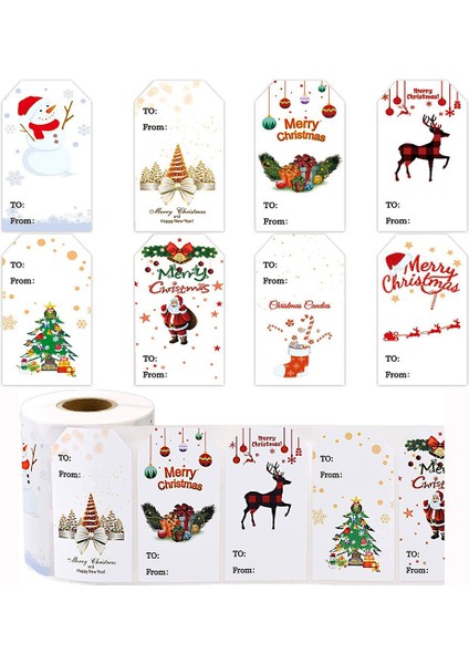 QY2184-300PCS 50-300 Adet Noel Hediyesi Çıkartmalar Etiketler Yapışkanlı Merry Christmas Etiketler 8 Tasarımlar Dikdörtgen Özel Şekil Noel Etiketleri (Yurt Dışından) fiyatları